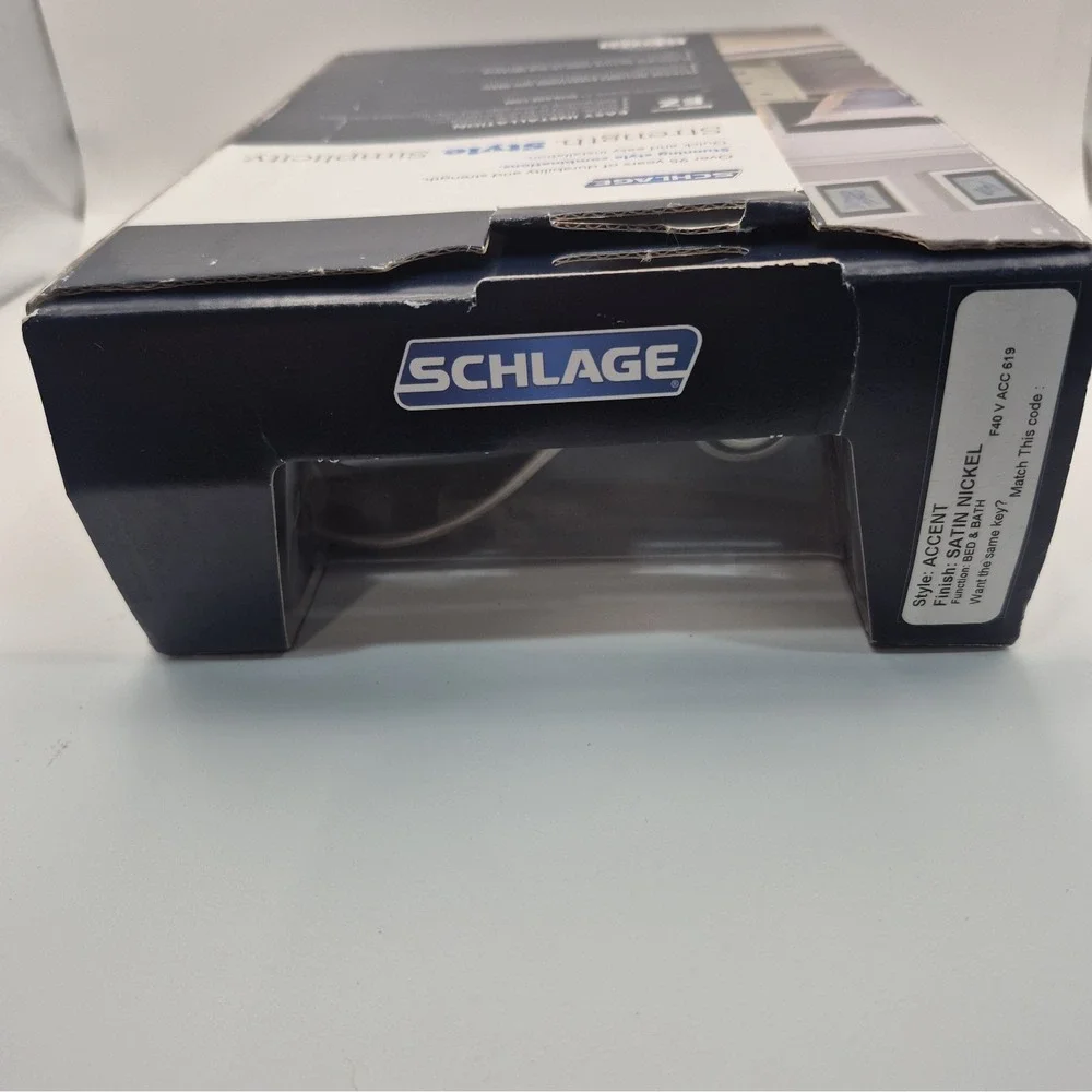 Schlage Privacy Bed Bath Door Handle Accent Satin Nickel F40 ACC 619 NOB